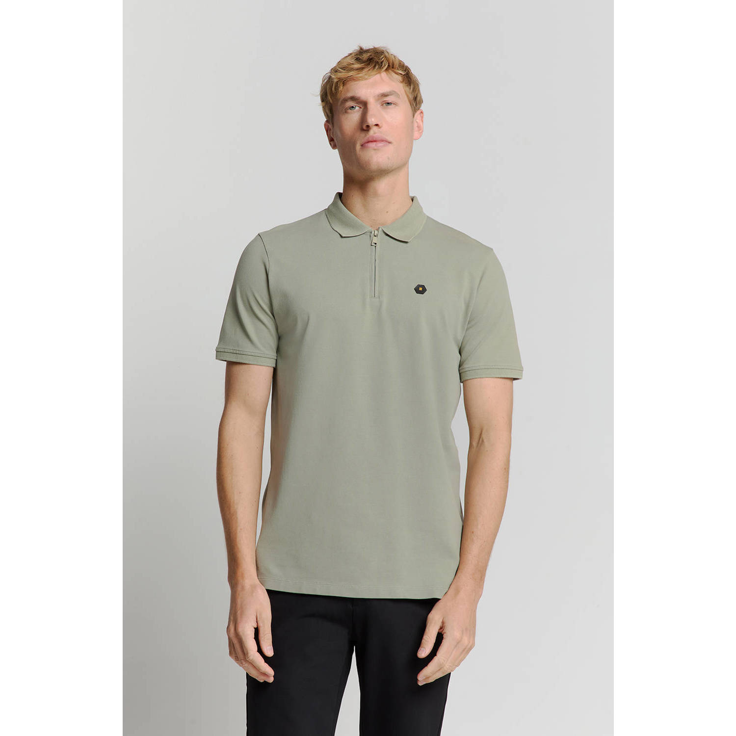 No Excess Half Zip Poloshirt Piqué Groen