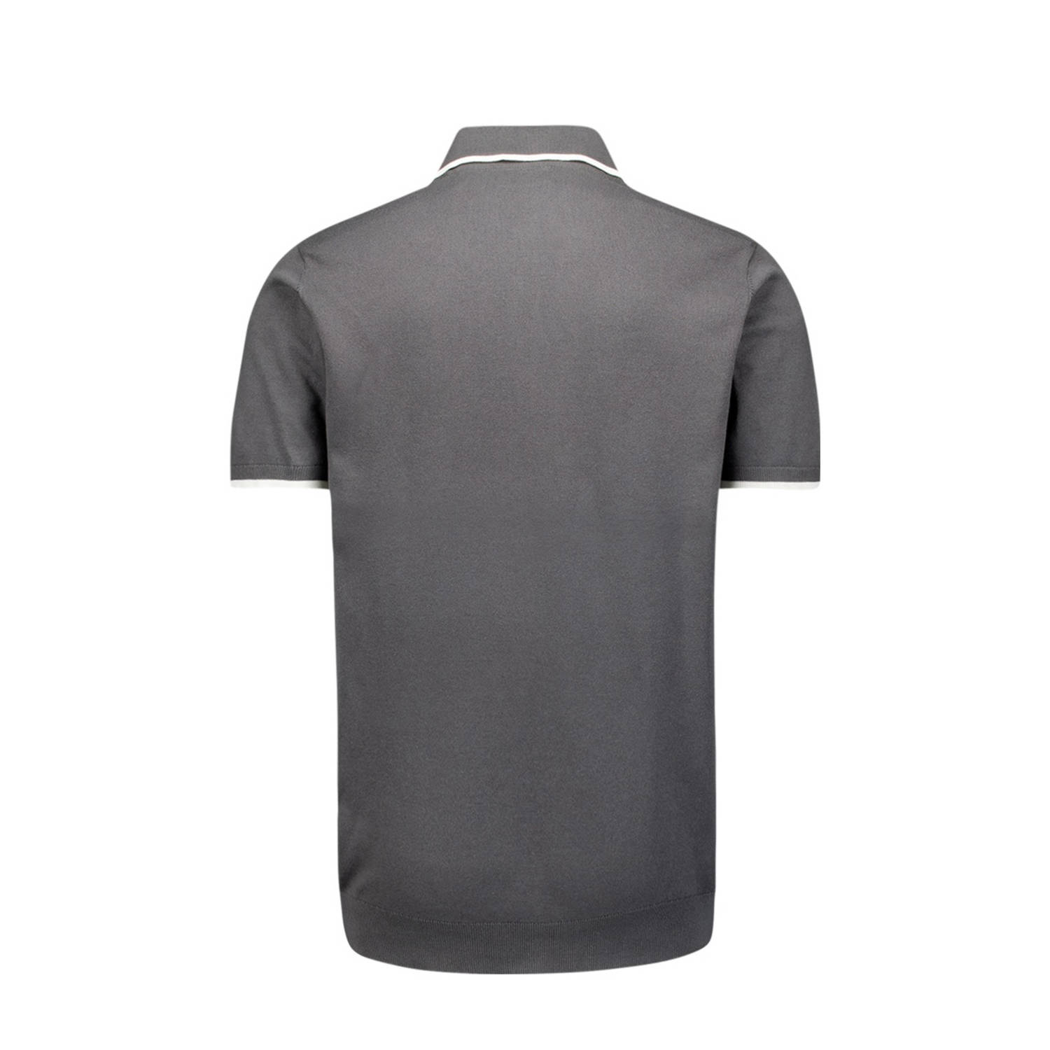 No Excess regular polo fijn gebreid grijs