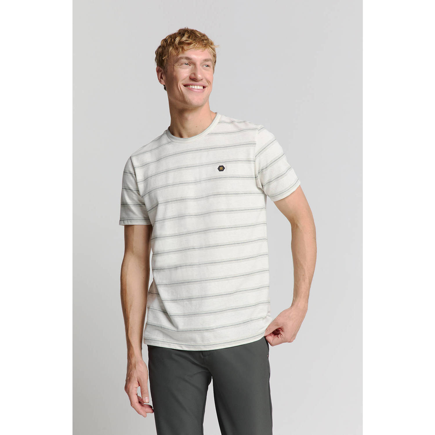 No Excess No-Excess T-Shirt Crewneck Jacquard Stripes Ecru