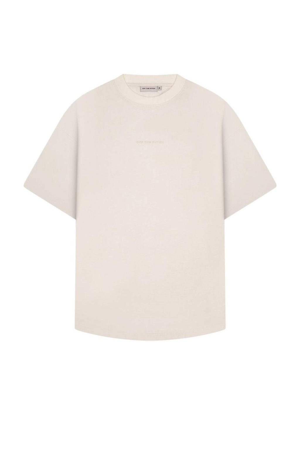 Ecru heren Off The Pitch T-shirt van katoen met backprint, korte mouwen en ronde hals