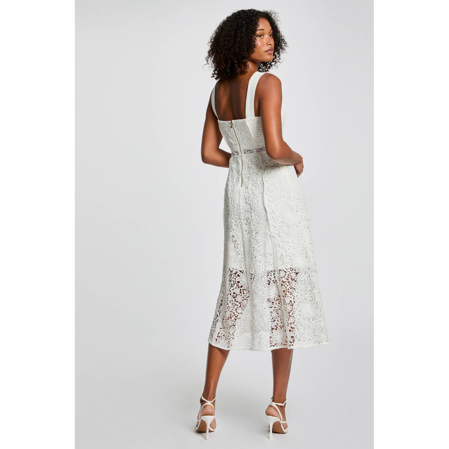 Morgan kanten midi jurk wit