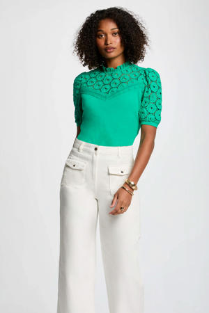 top broderie turquoise