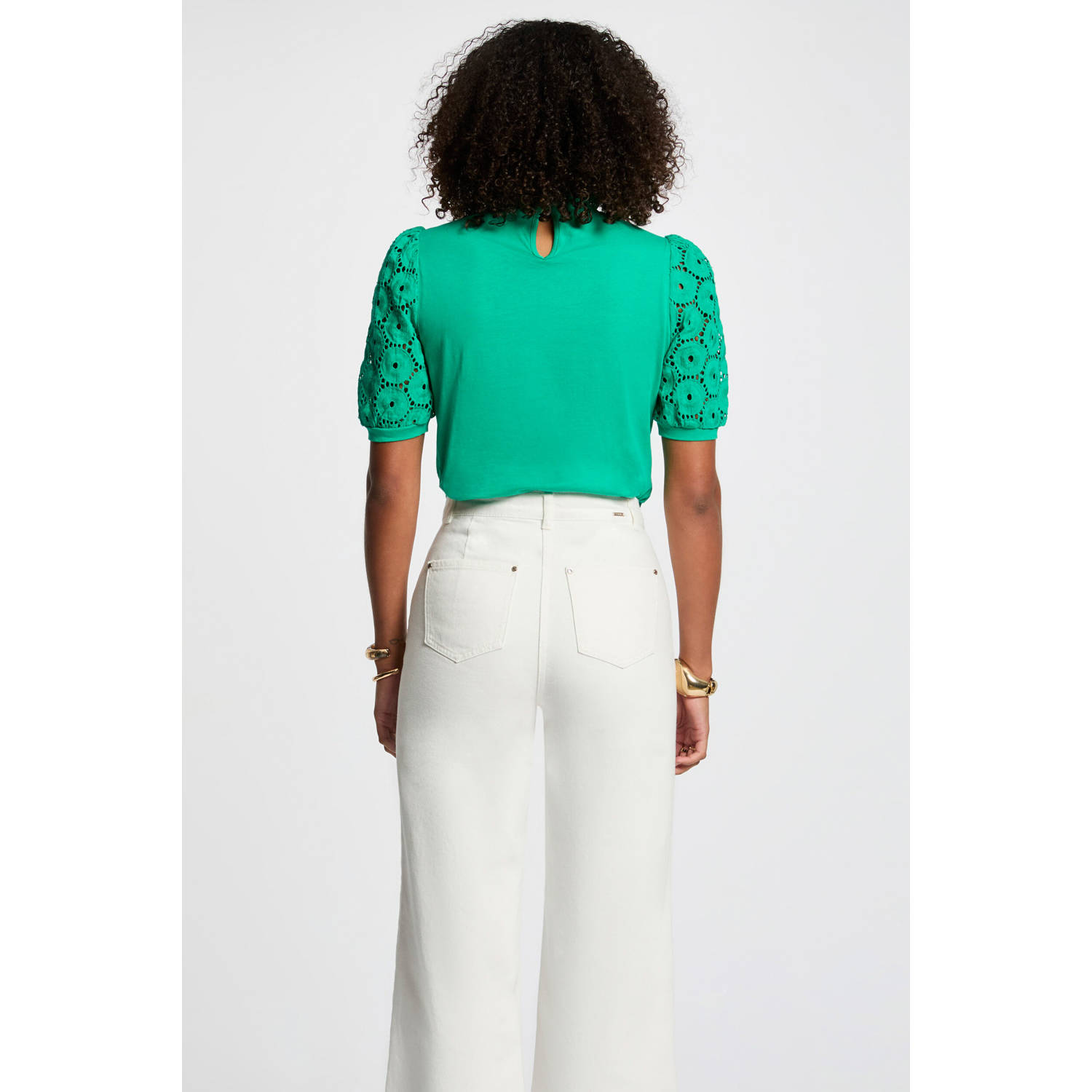 Morgan top broderie turquoise