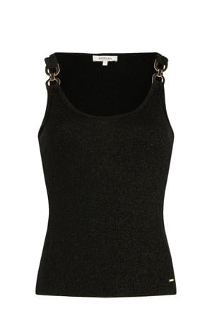mouwloze top zwart met glitter