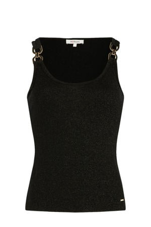 mouwloze top zwart met glitter