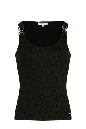 mouwloze top zwart met glitter