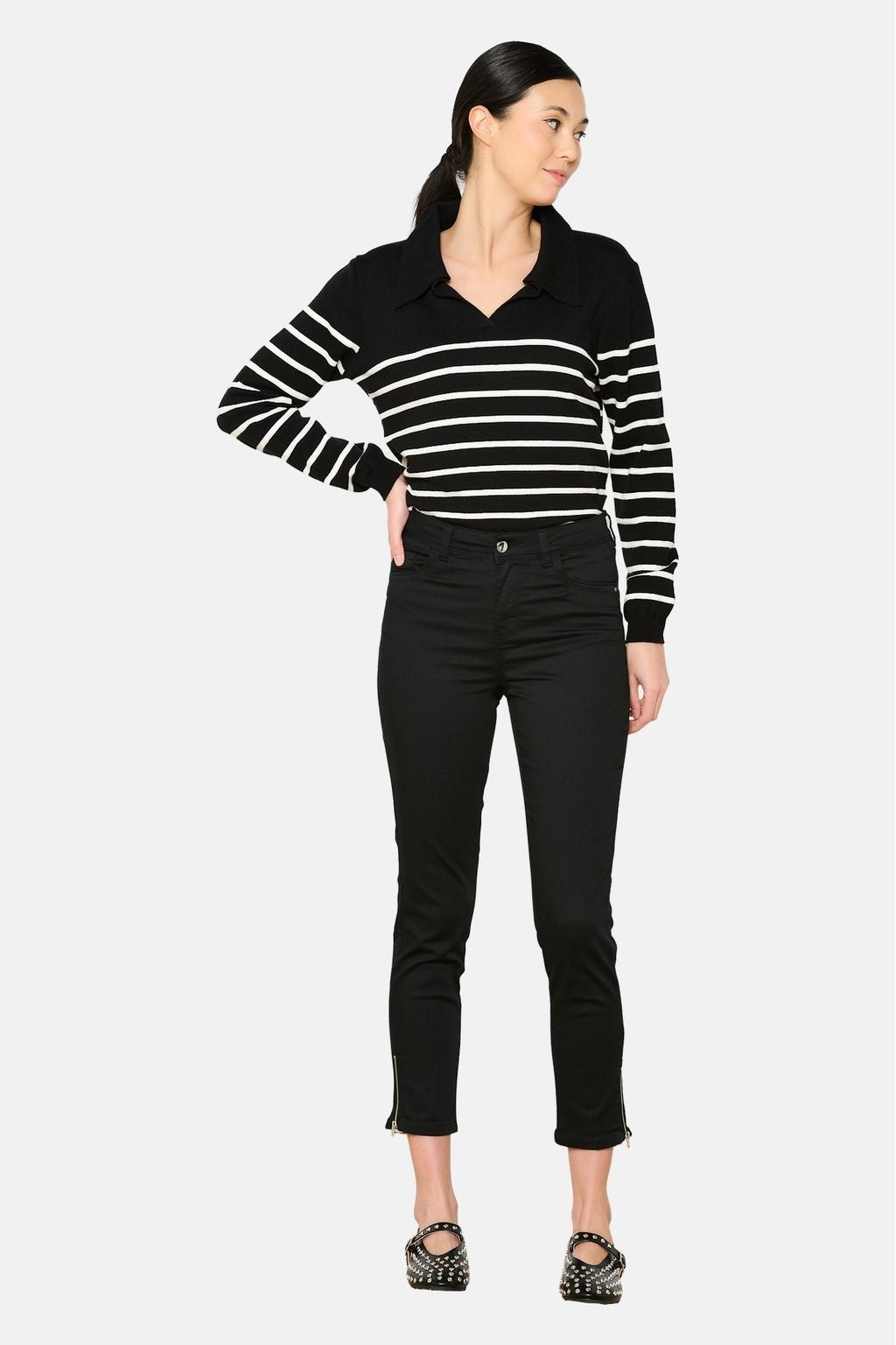 Zwarte dames LOLALIZA slim fit jeans met regular waist en effen