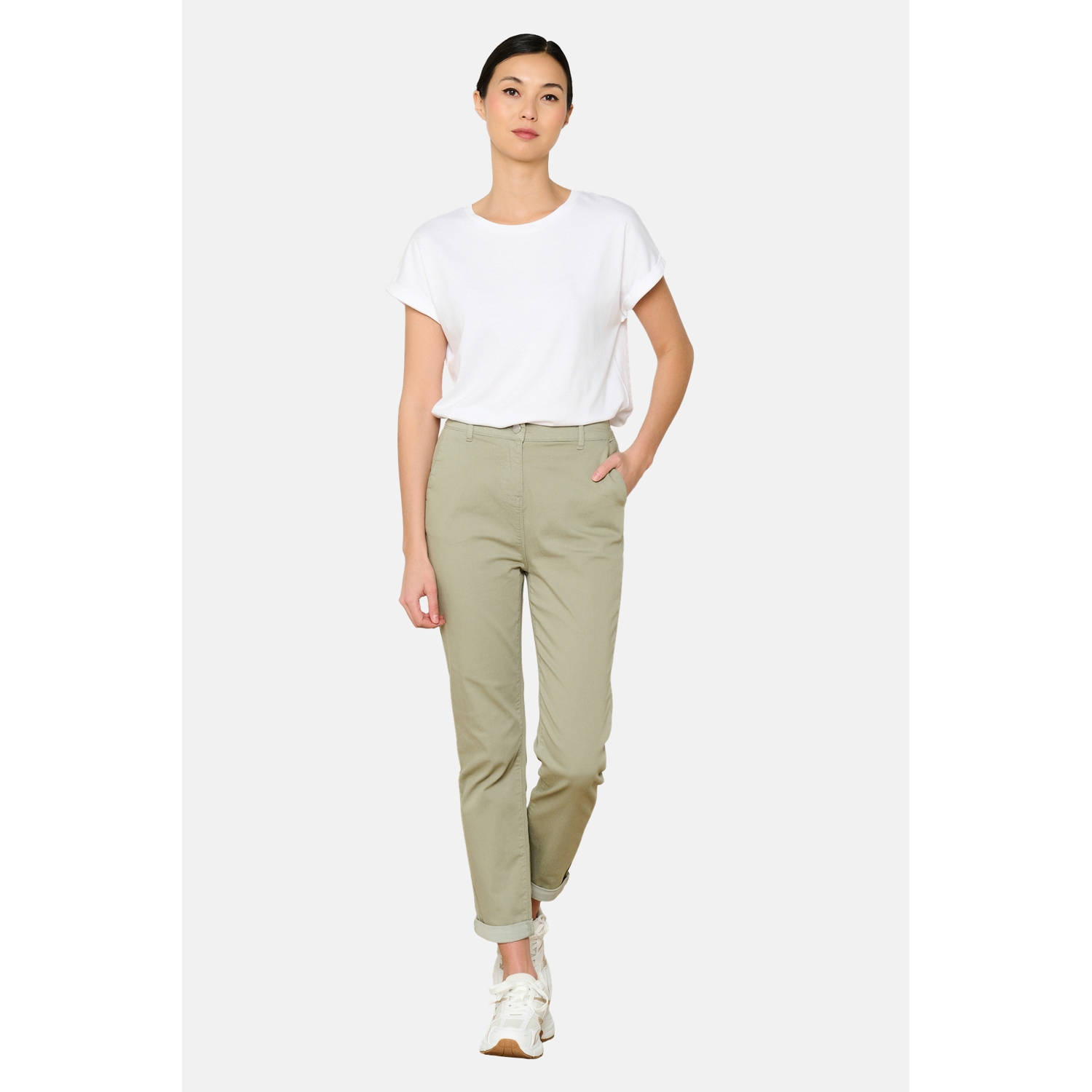 LOLALIZA tapered regular waist broek lichtkaki