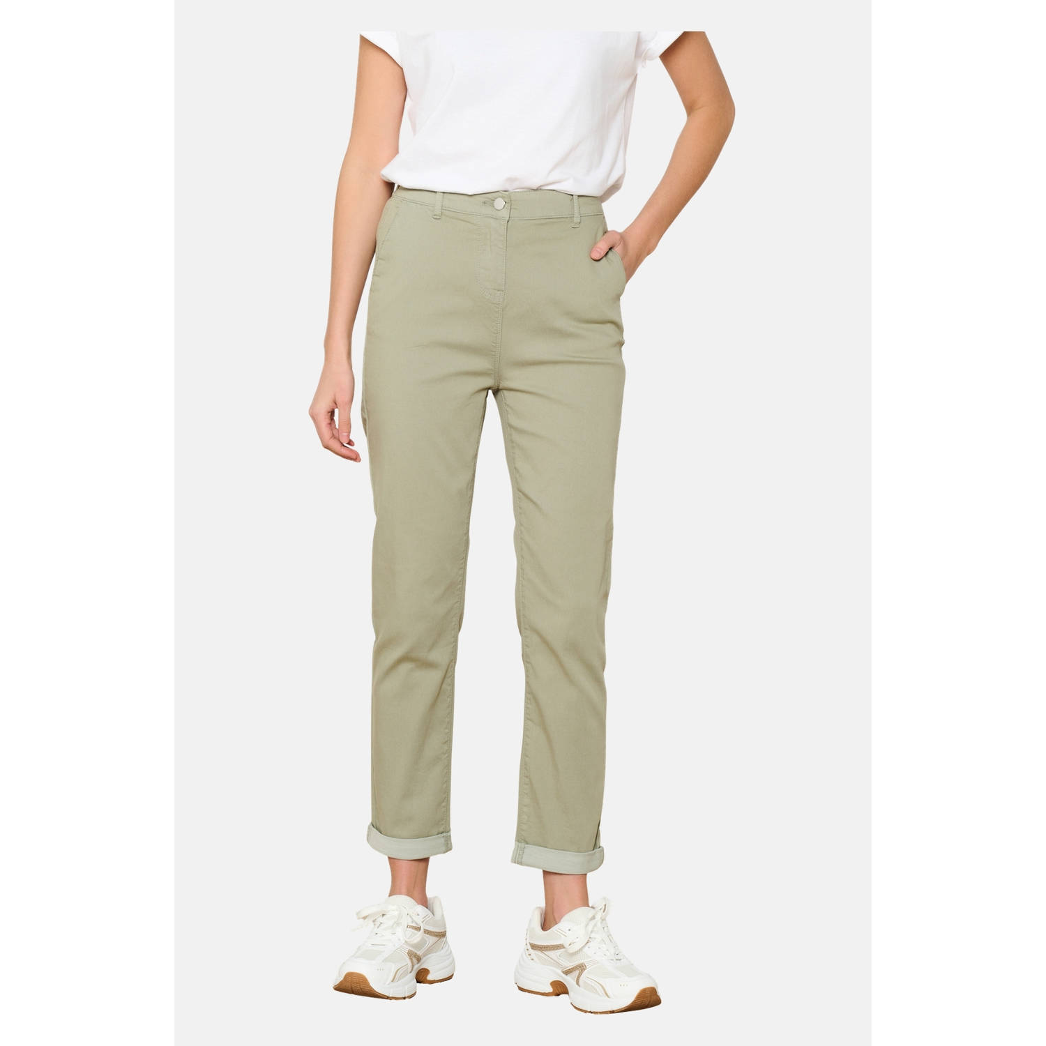 LOLALIZA tapered regular waist broek lichtkaki