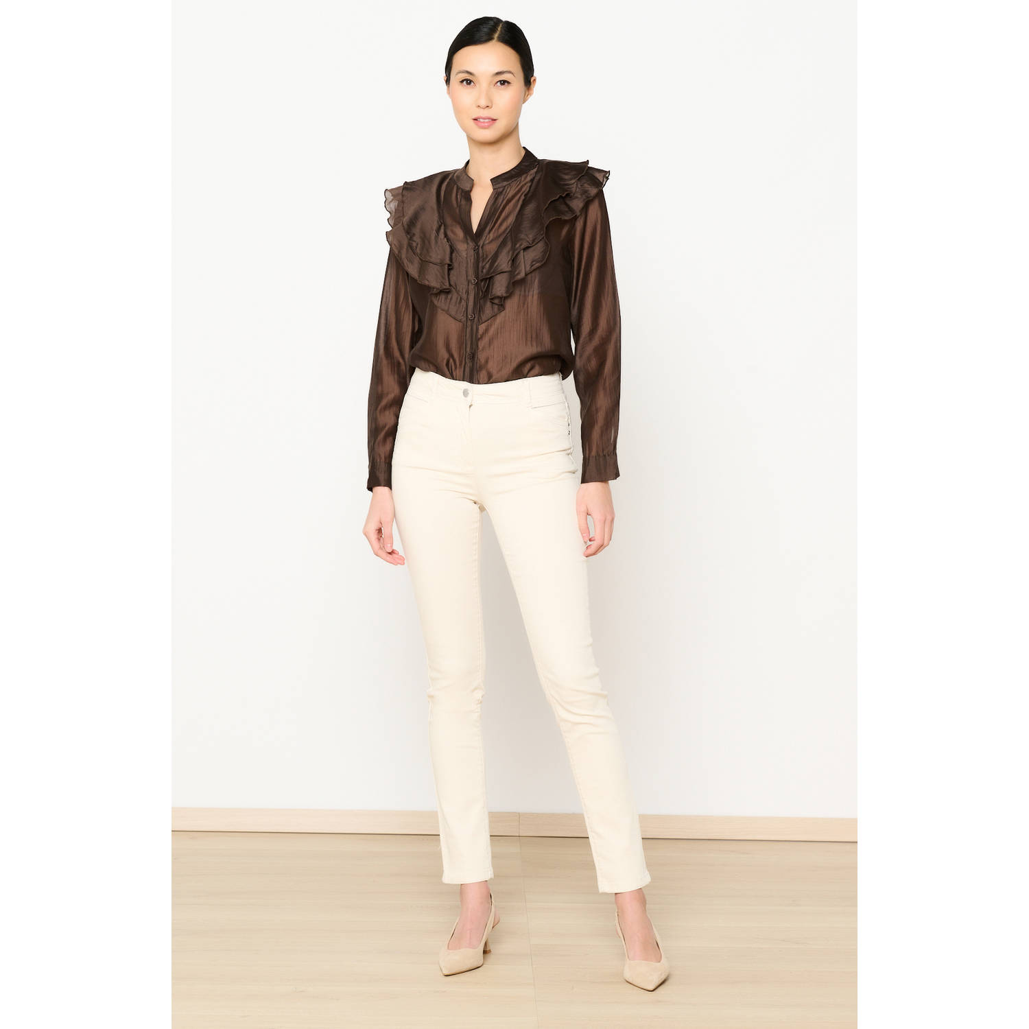 LOLALIZA slim regular waist broek ecru