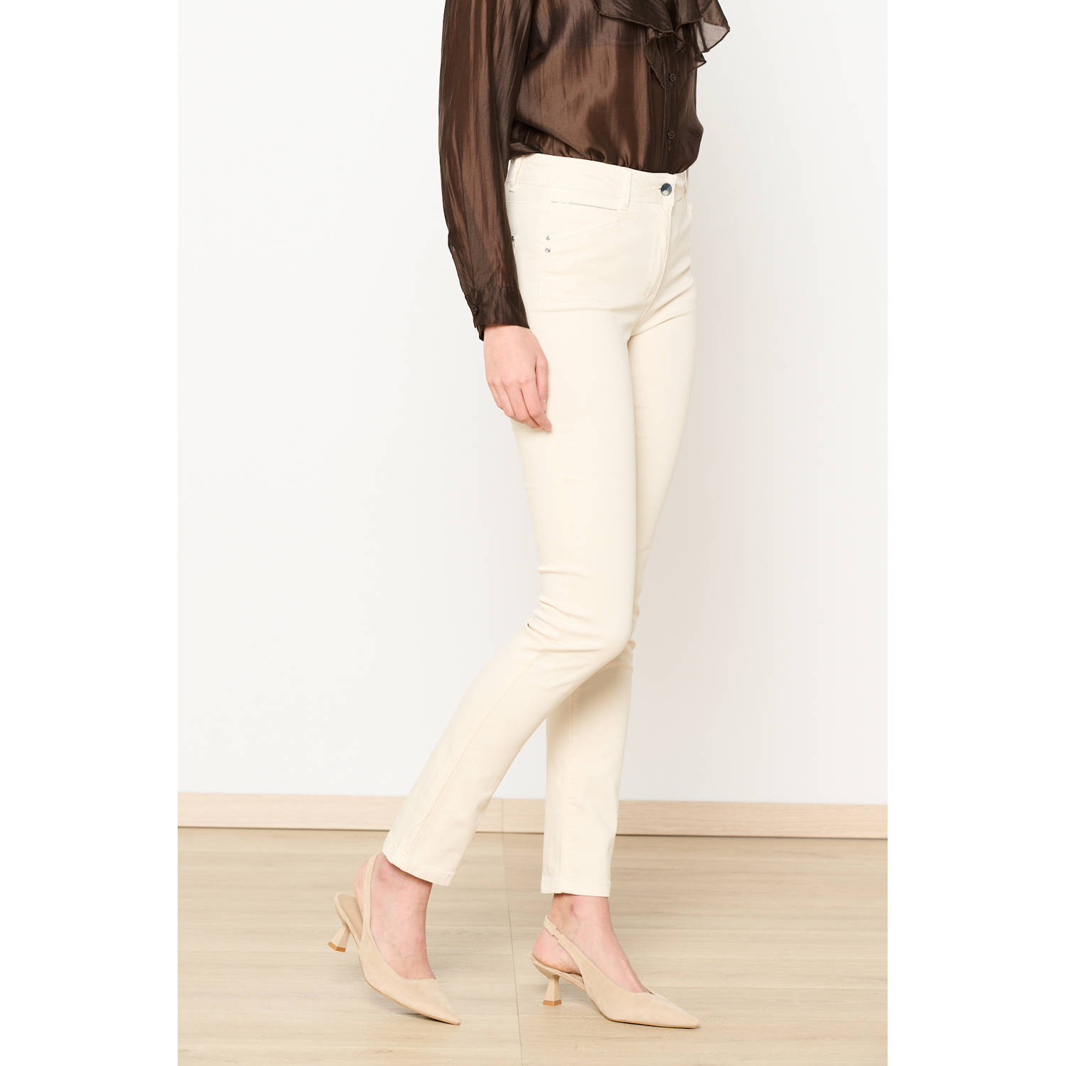 LOLALIZA slim regular waist broek ecru