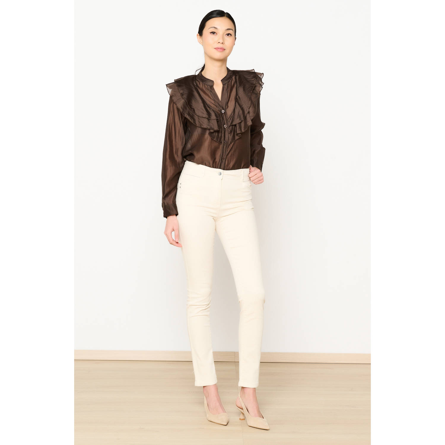 LOLALIZA slim regular waist broek ecru