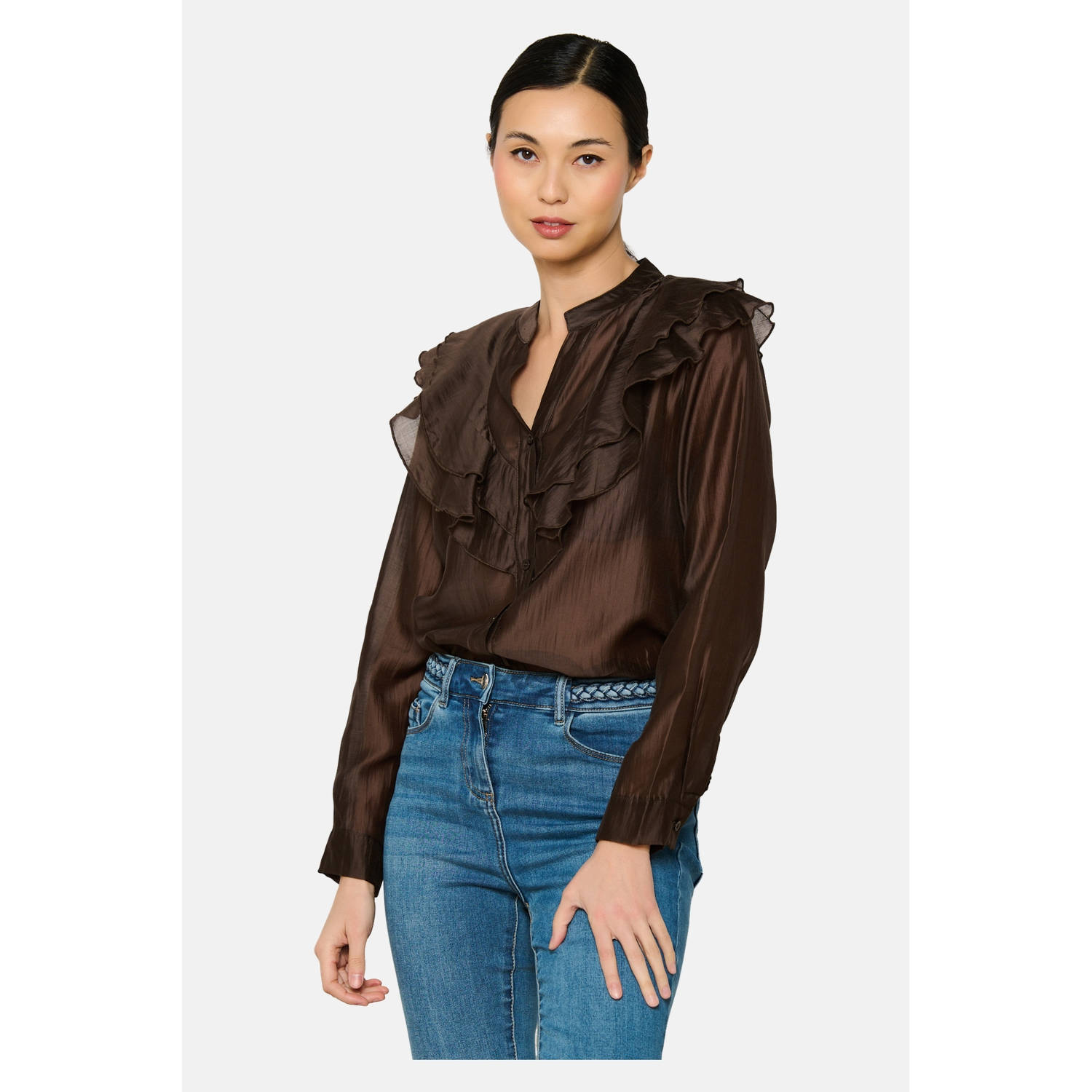 LOLALIZA blouse donkerbruin
