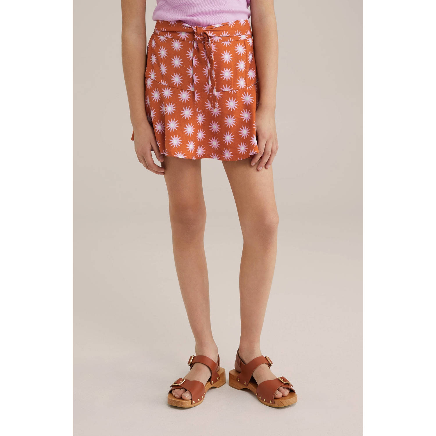WE Fashion skort oranje roze wit