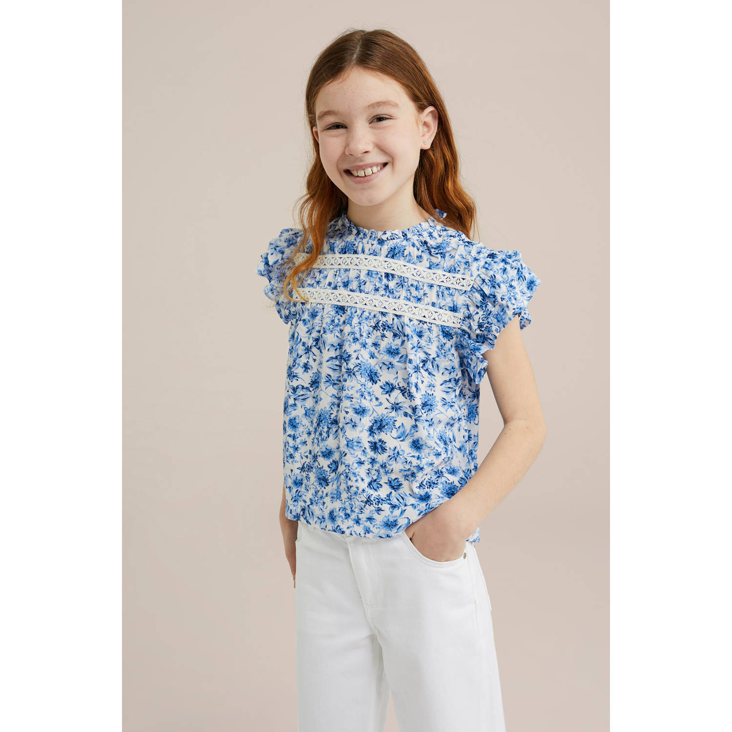 WE Fashion blousetop lichtblauw