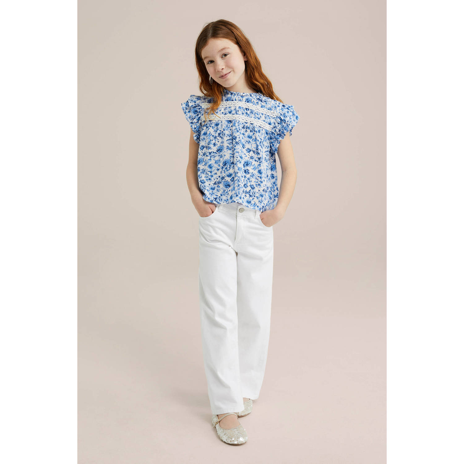 WE Fashion blousetop lichtblauw