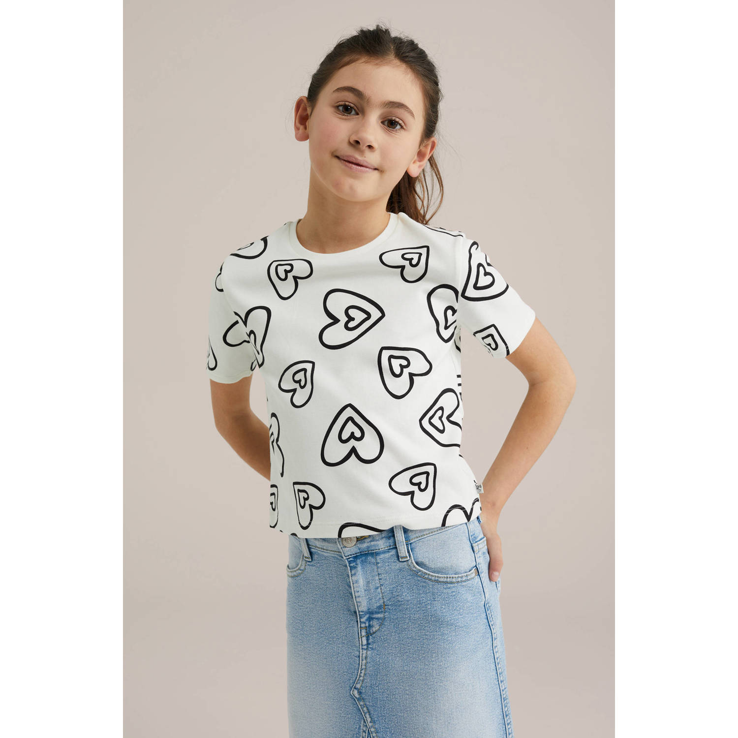 WE Fashion T-shirt wit zwart