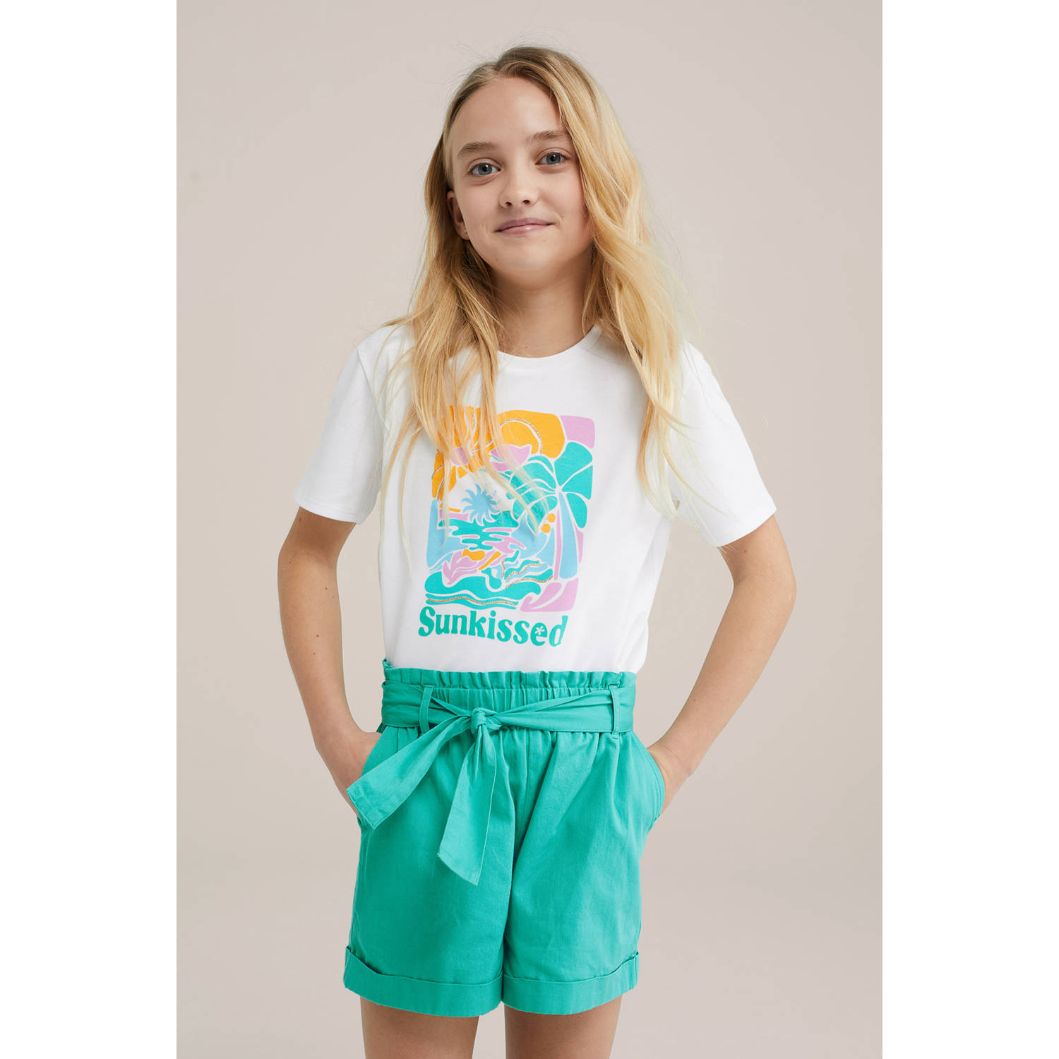 WE Fashion T-shirt wit oranje blauw