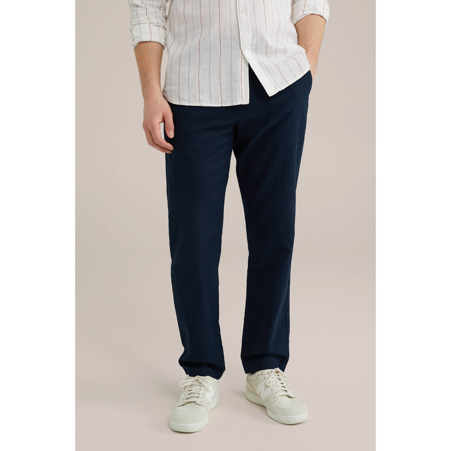 WE Fashion tapered chino donkerblauw
