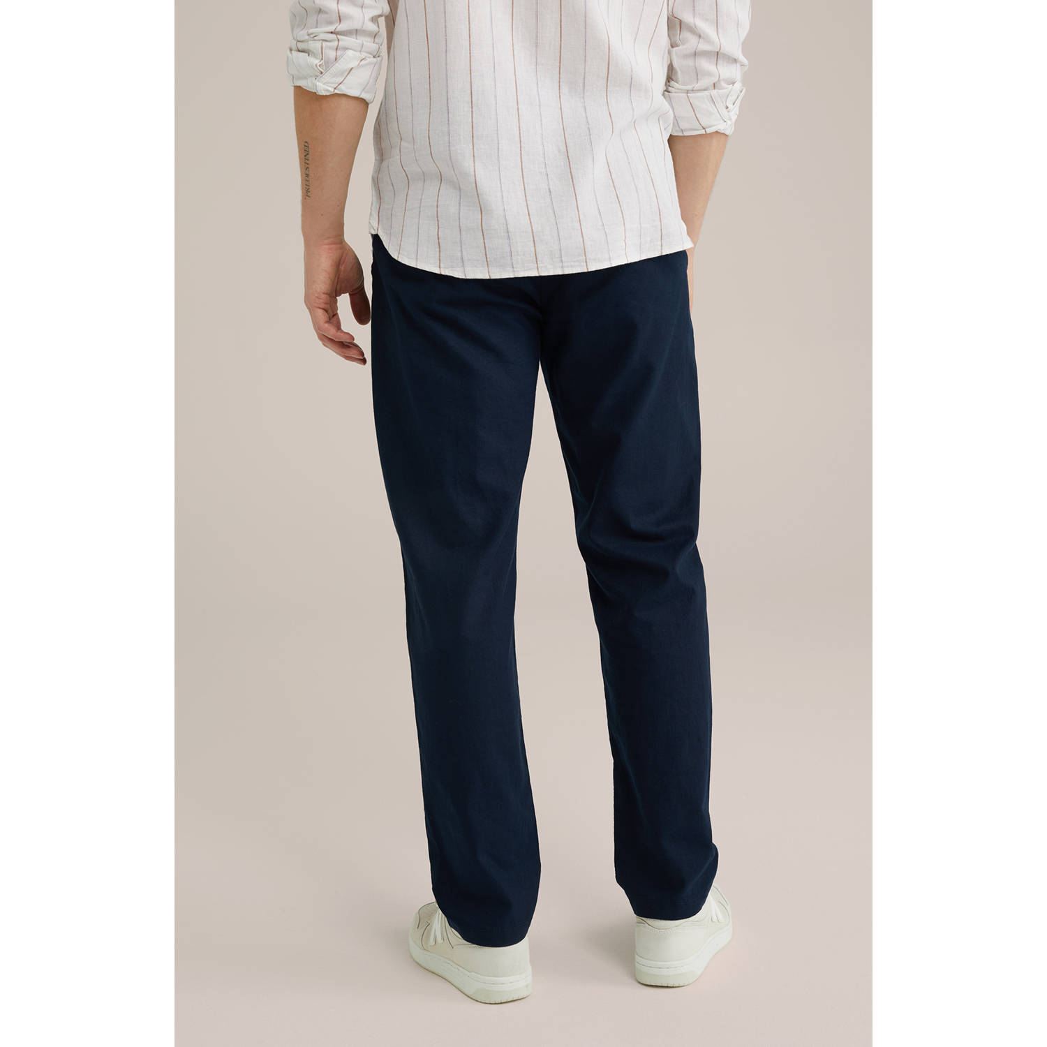 WE Fashion tapered chino donkerblauw
