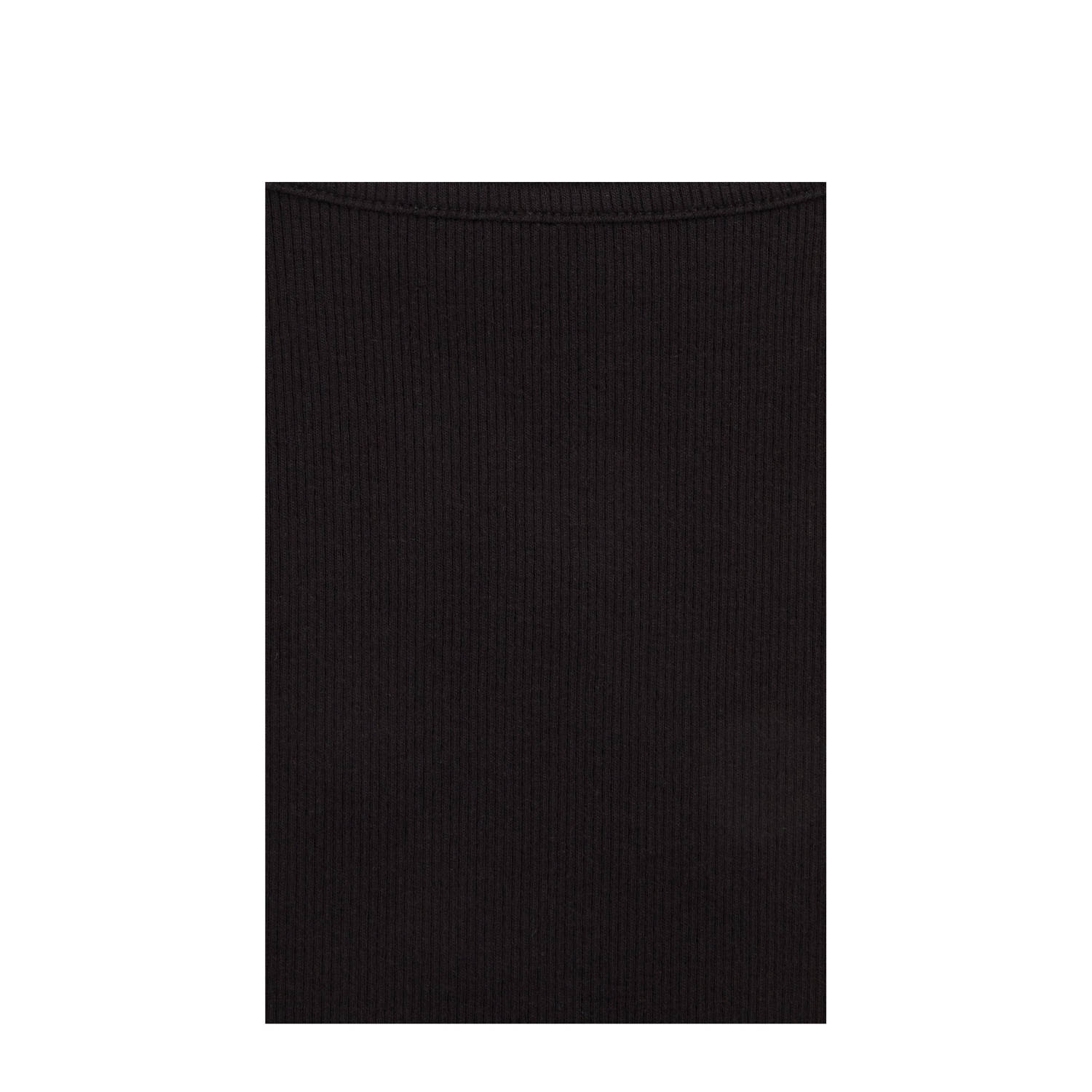WE Fashion mouwloze top zwart rib gebreid