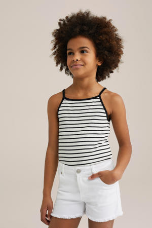 mouwloze top zwart rib gebreid