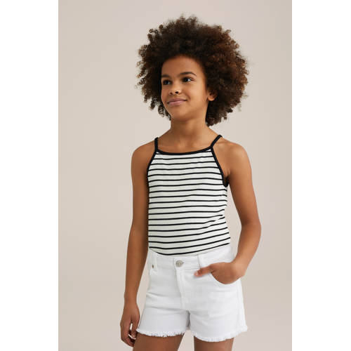 WE Fashion mouwloze top zwart rib gebreid afbeelding