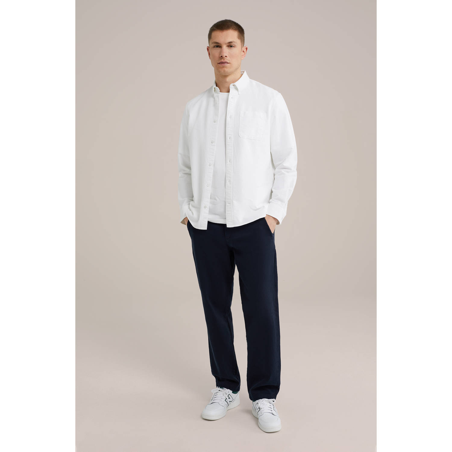 WE Fashion regular chino donkerblauw