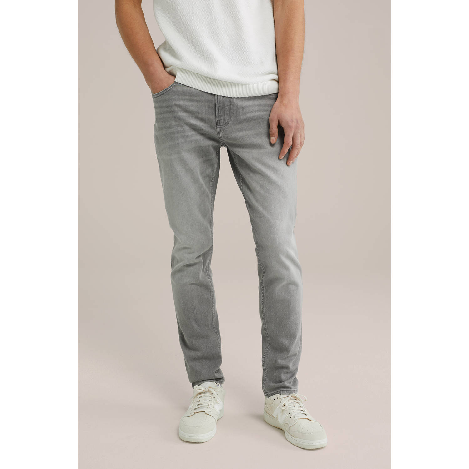 WE Fashion Blue Ridge slim fit jeans light grey denim