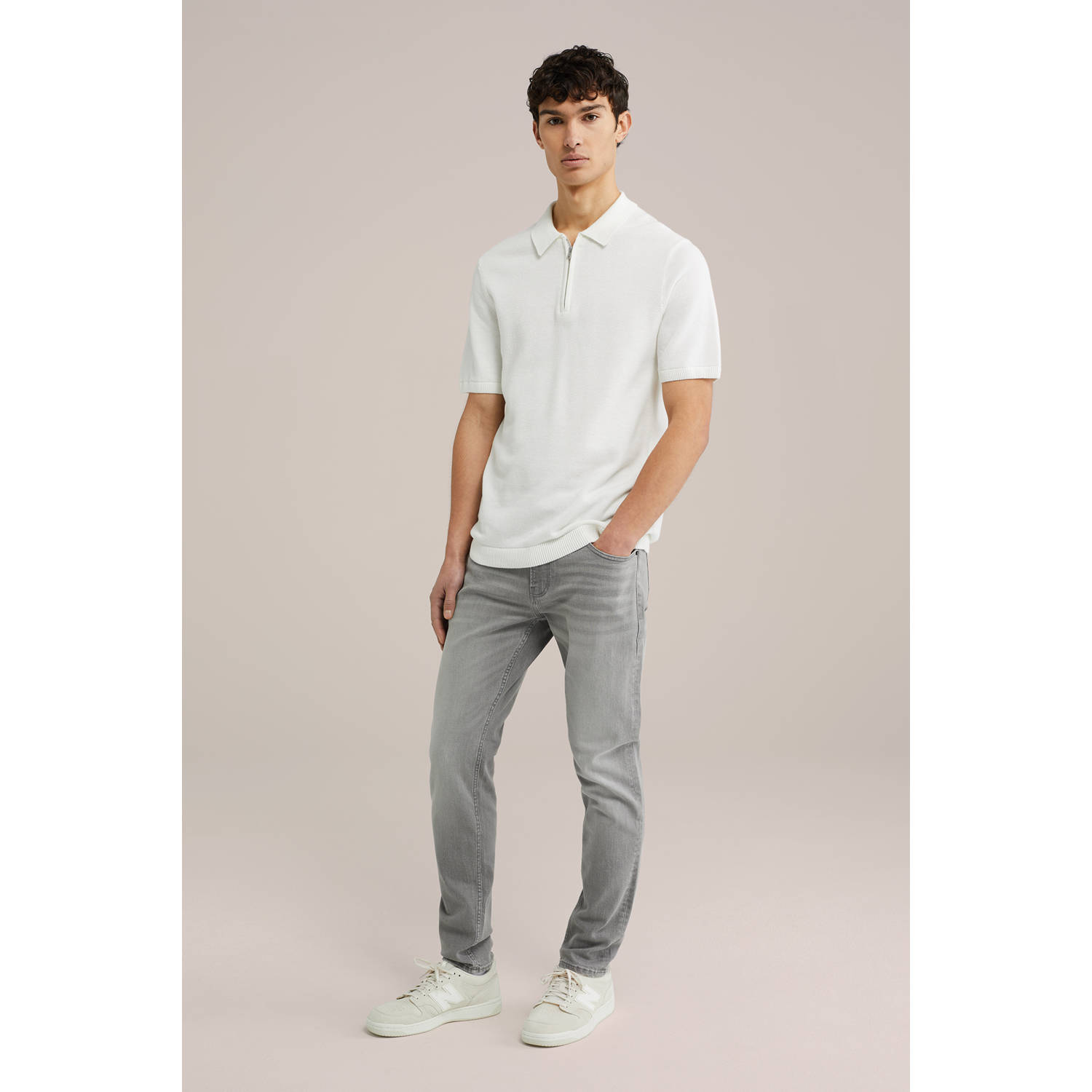 WE Fashion Blue Ridge slim fit jeans light grey denim