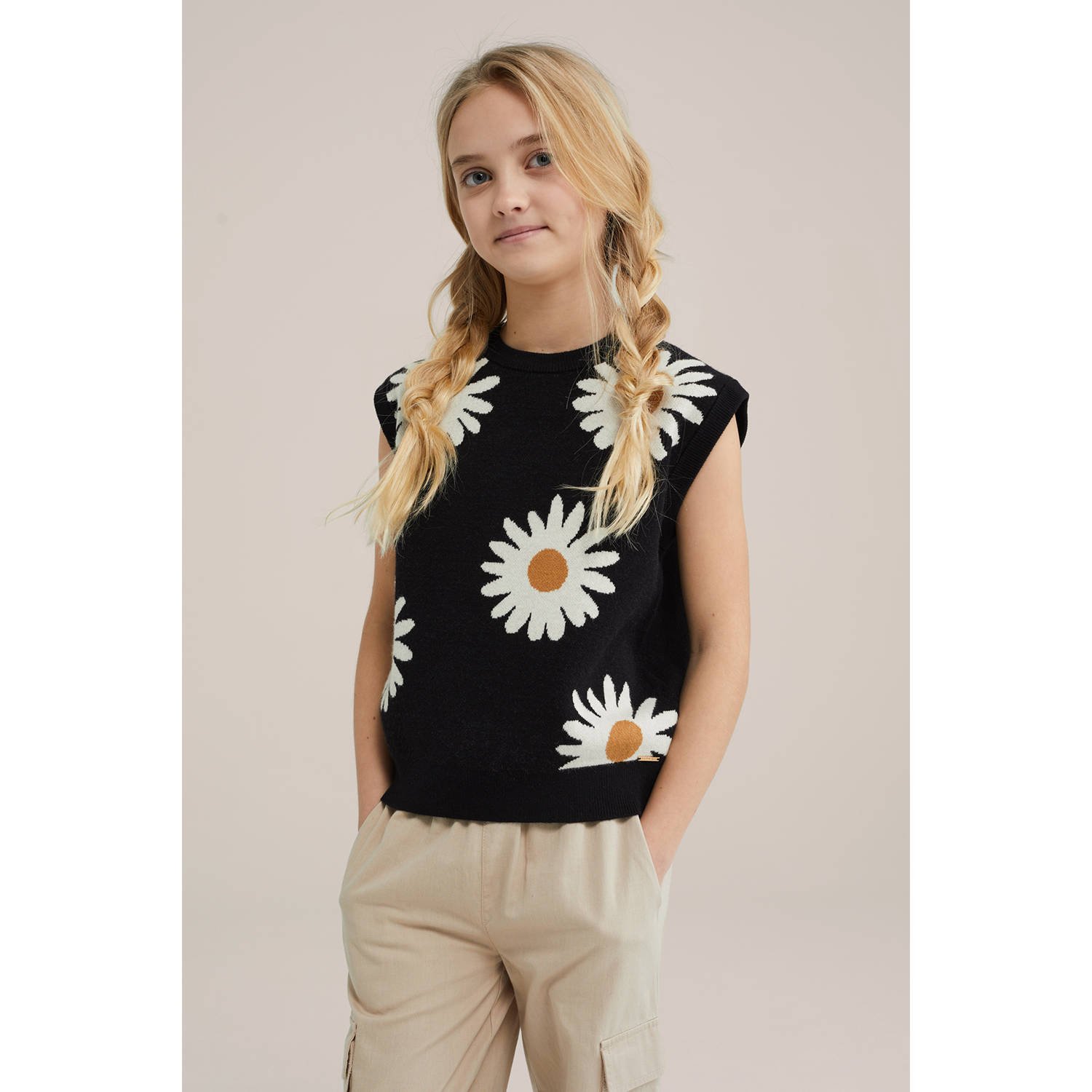 WE Fashion mouwloze top zwart