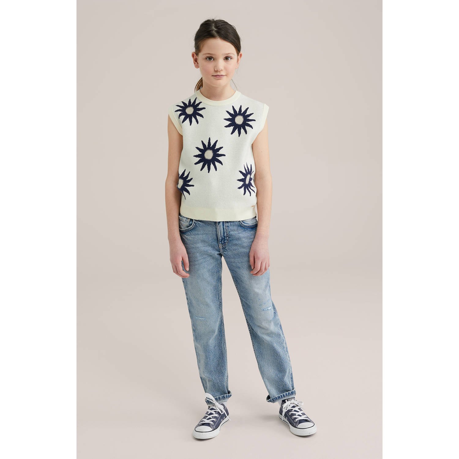 WE Fashion mouwloze top ecru