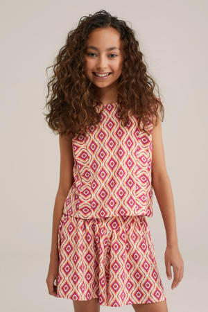 mouwloze top roze