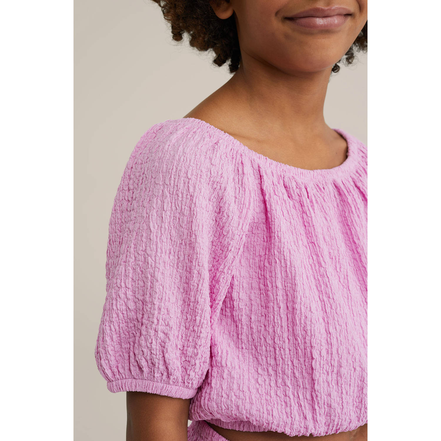 WE Fashion cropped top lichtroze