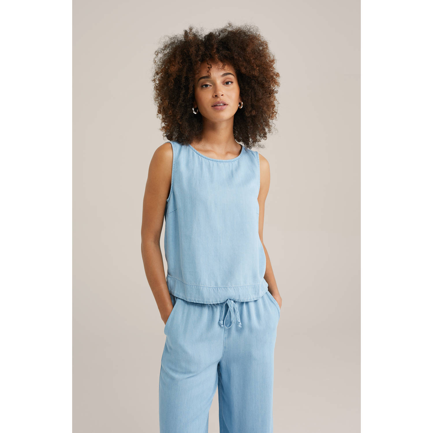 WE Fashion Blue Ridge top light blue denim