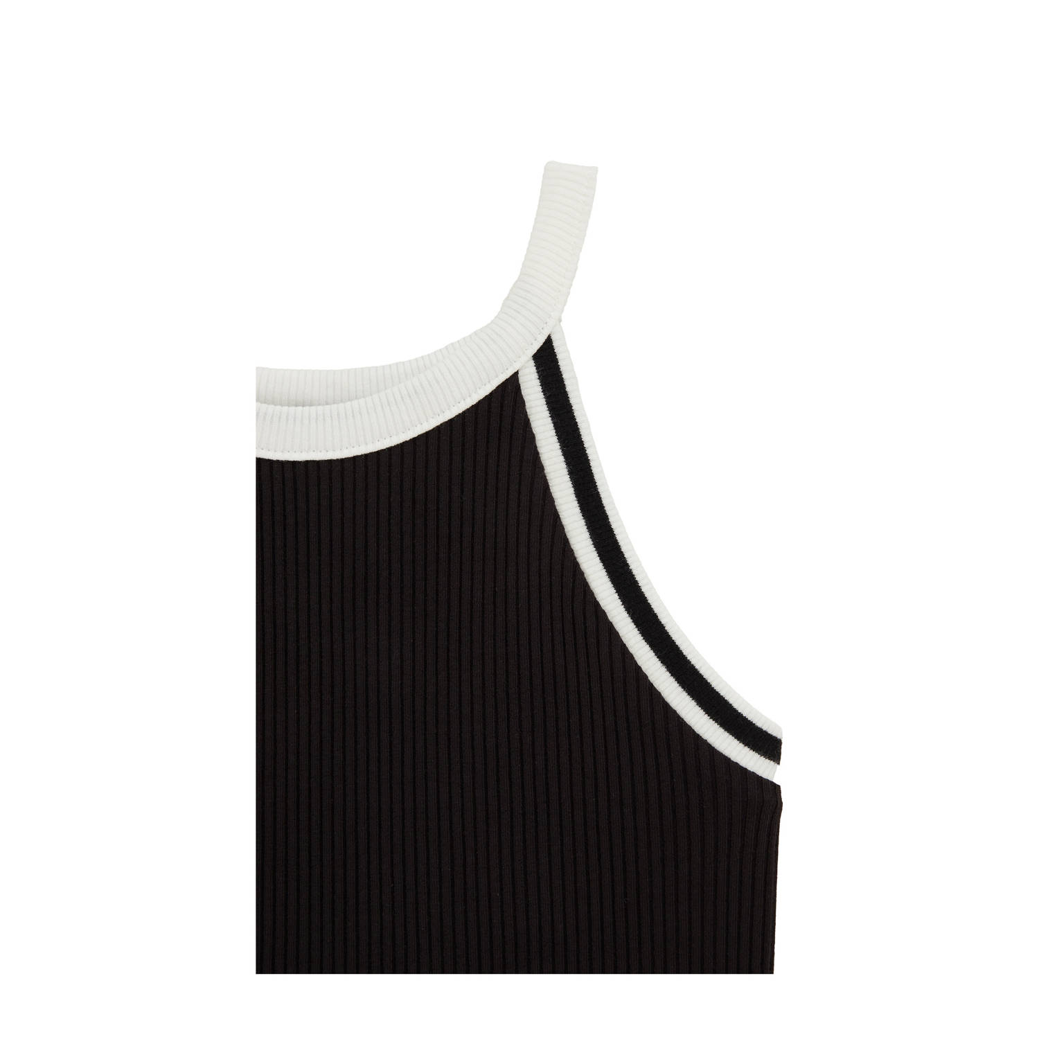 WE Fashion mouwloze top zwart rib gebreid