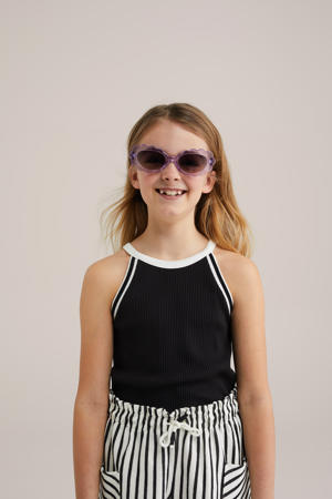mouwloze top zwart rib gebreid
