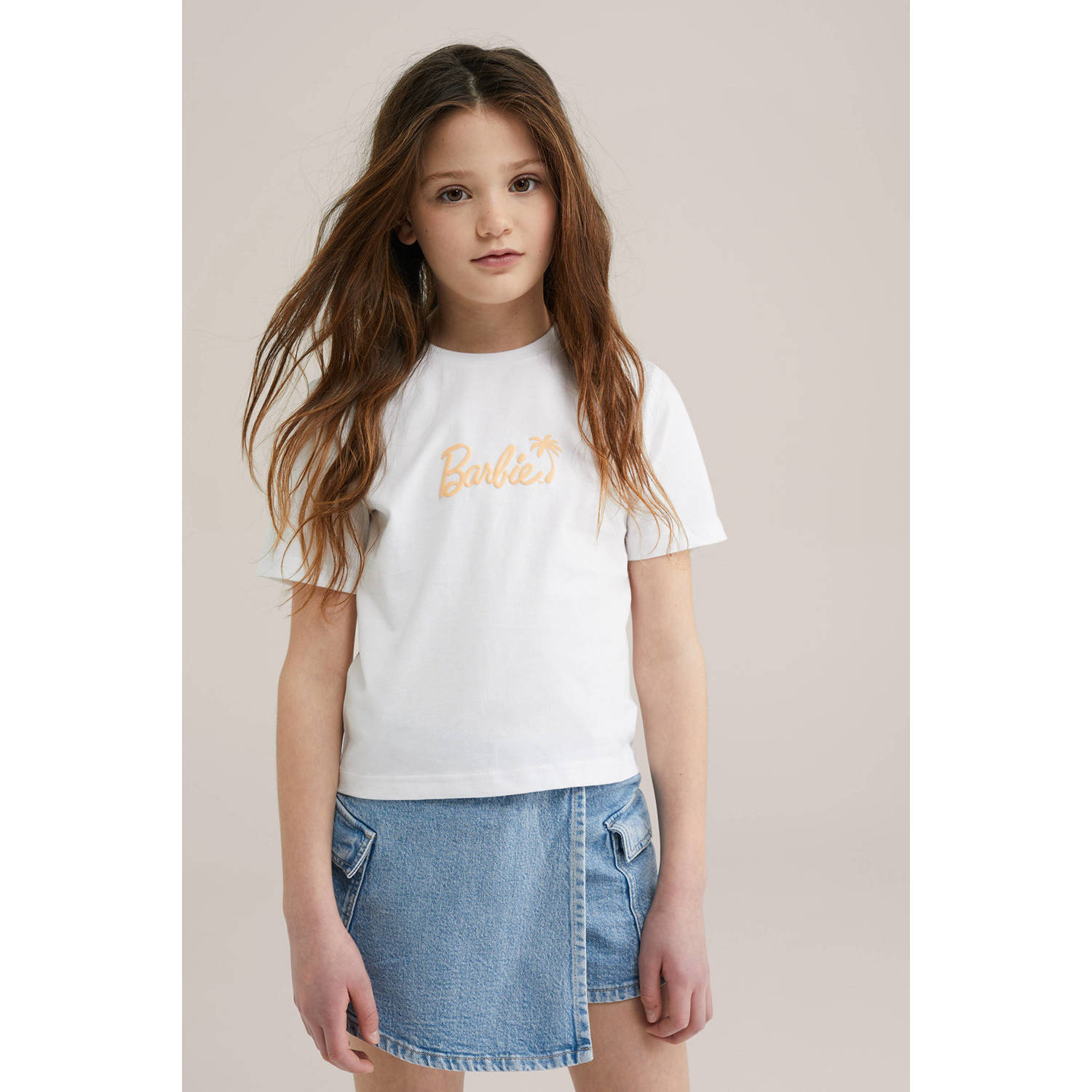 WE Fashion Barbie T-shirt wit