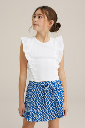 mouwloze top wit rib gebreid