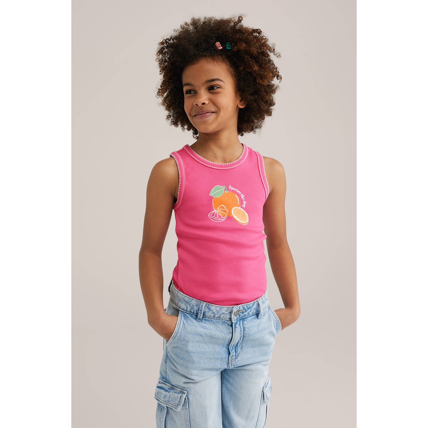 WE Fashion mouwloze top roze