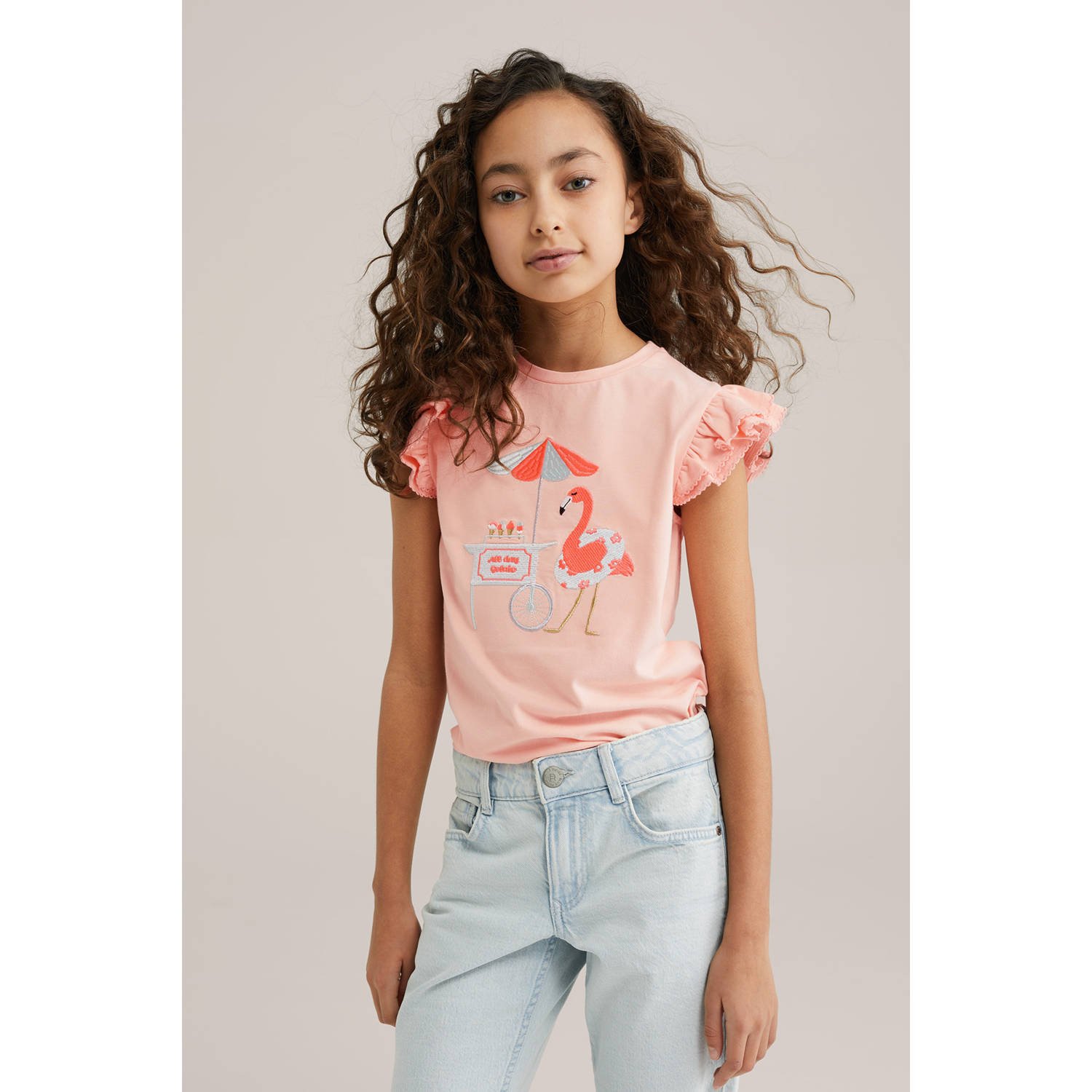 WE Fashion mouwloze top lichtroze