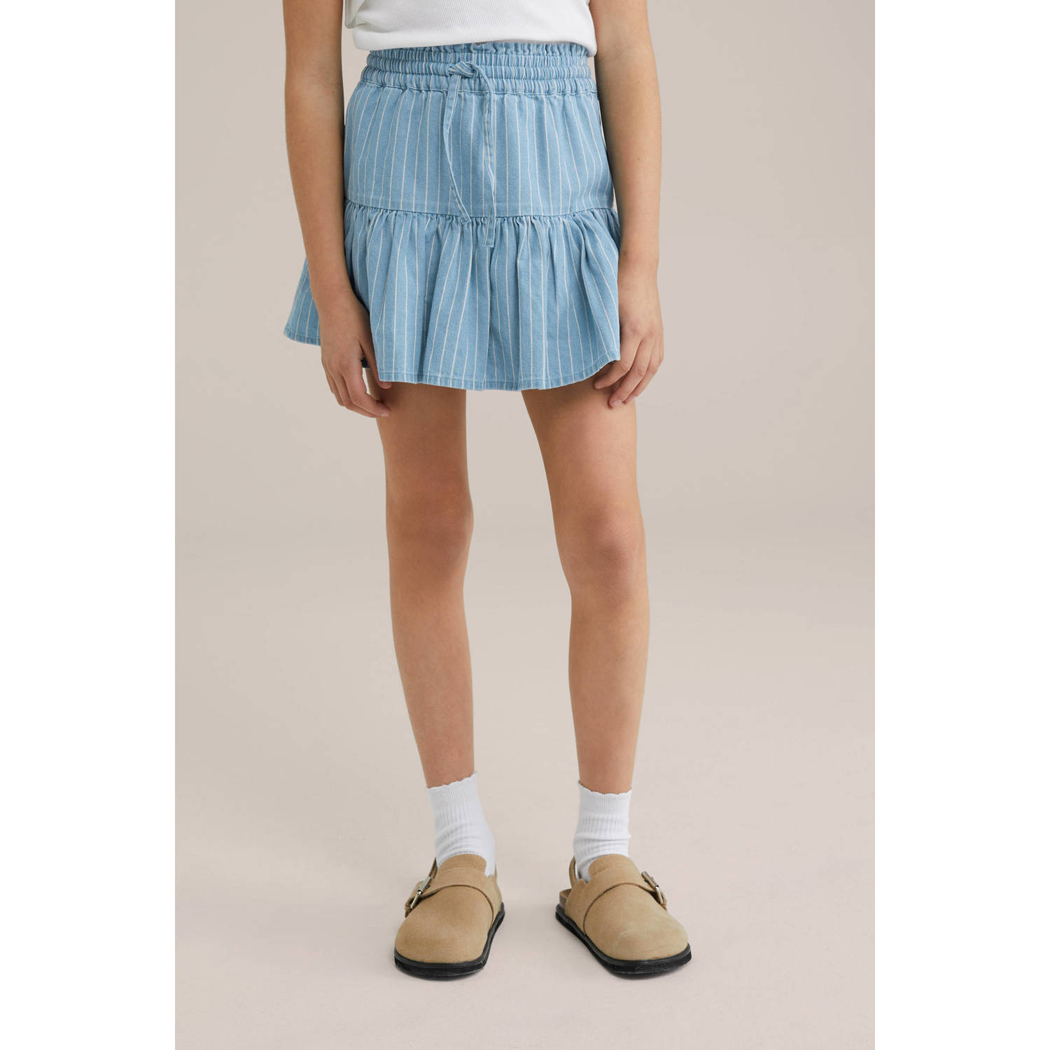 WE Fashion Blue Ridge strokenrok blauw