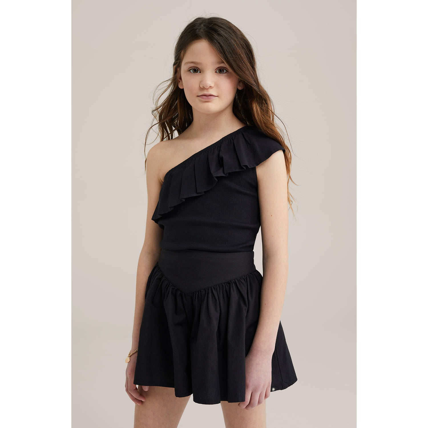 WE Fashion one shoulder top zwart