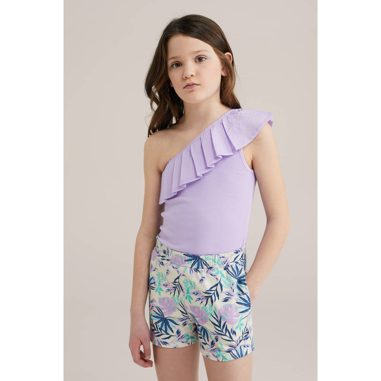 WE Fashion one shoulder top lila
