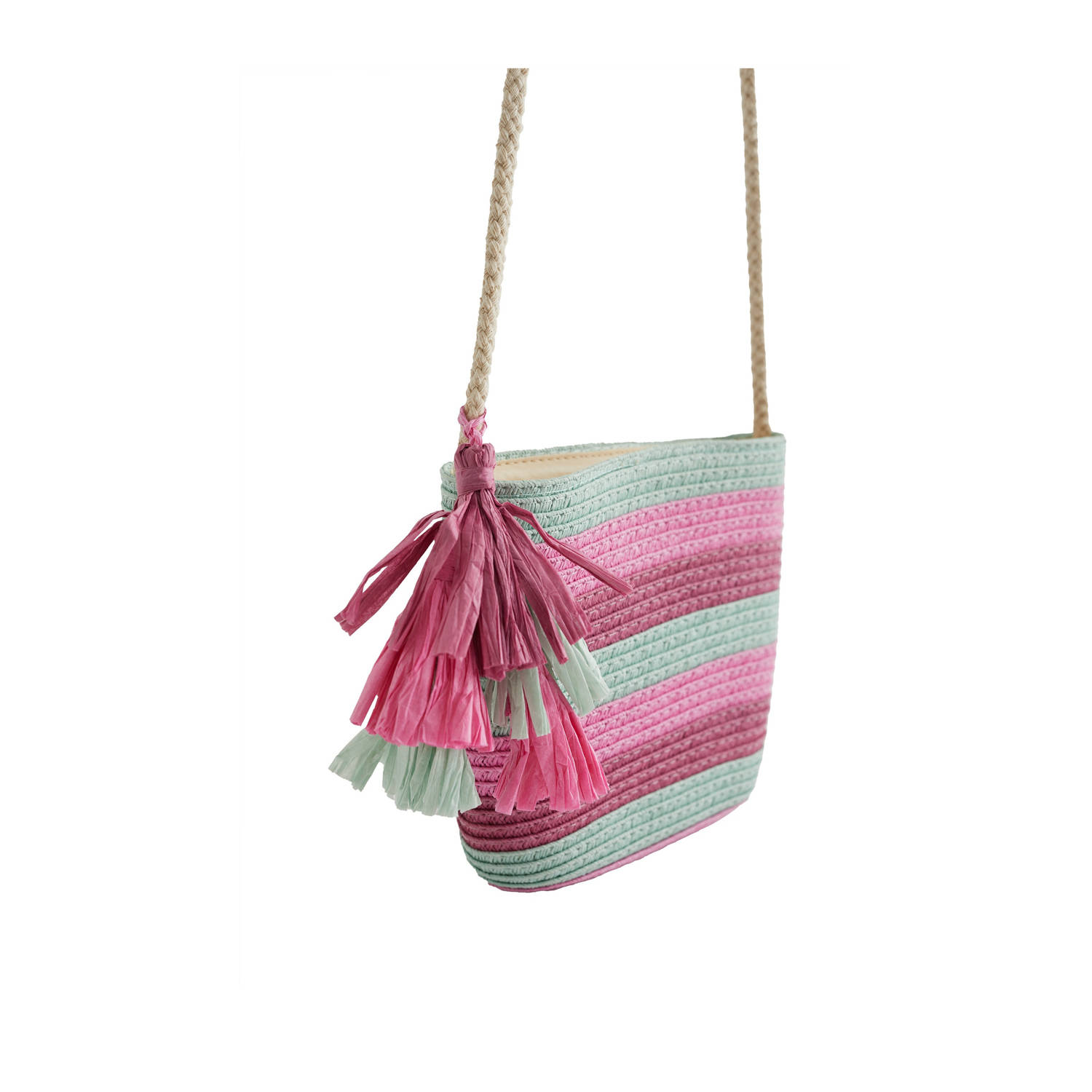 WE Fashion schoudertas roze mintgroen