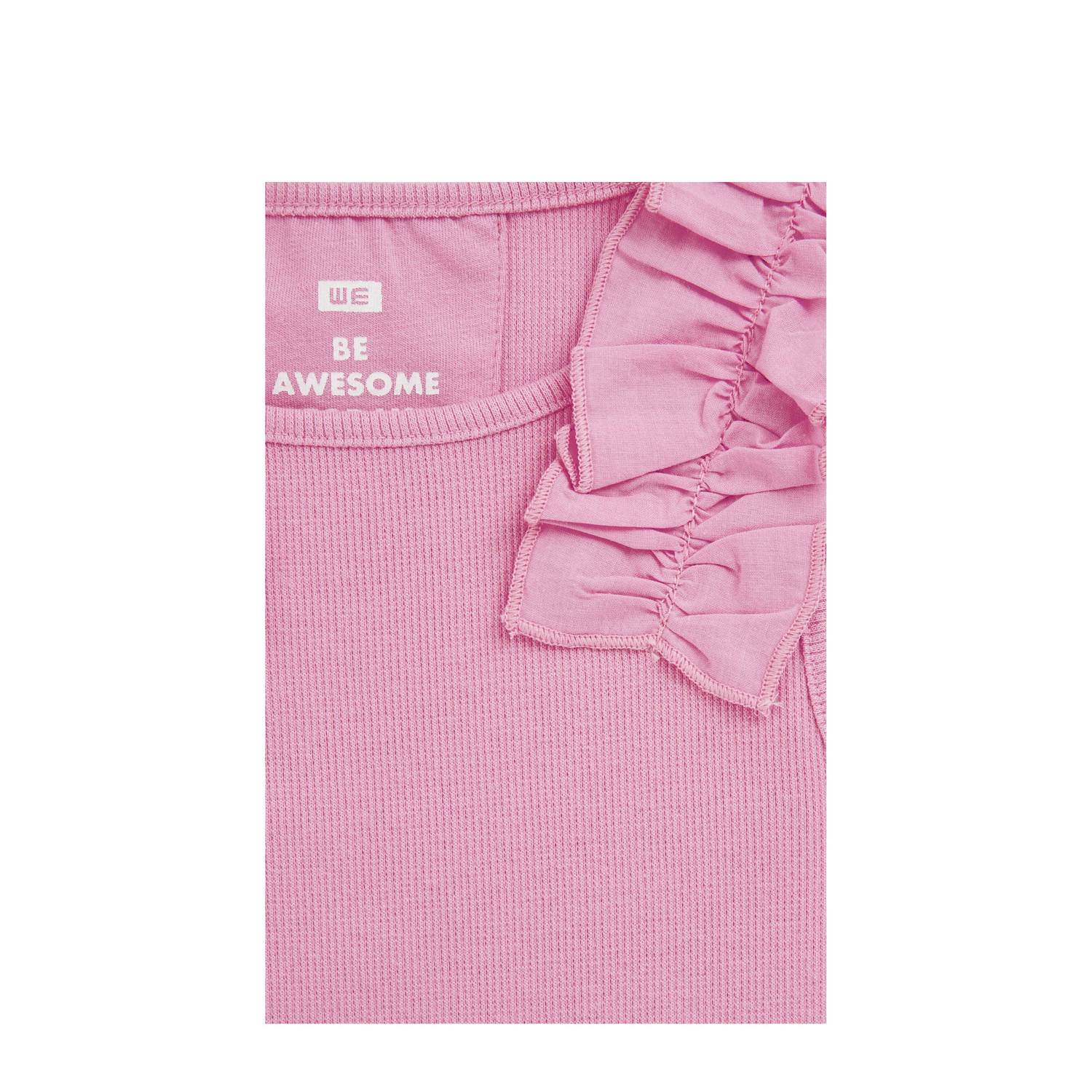 WE Fashion haltertop roze rib gebreid