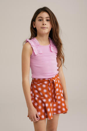 haltertop roze rib gebreid