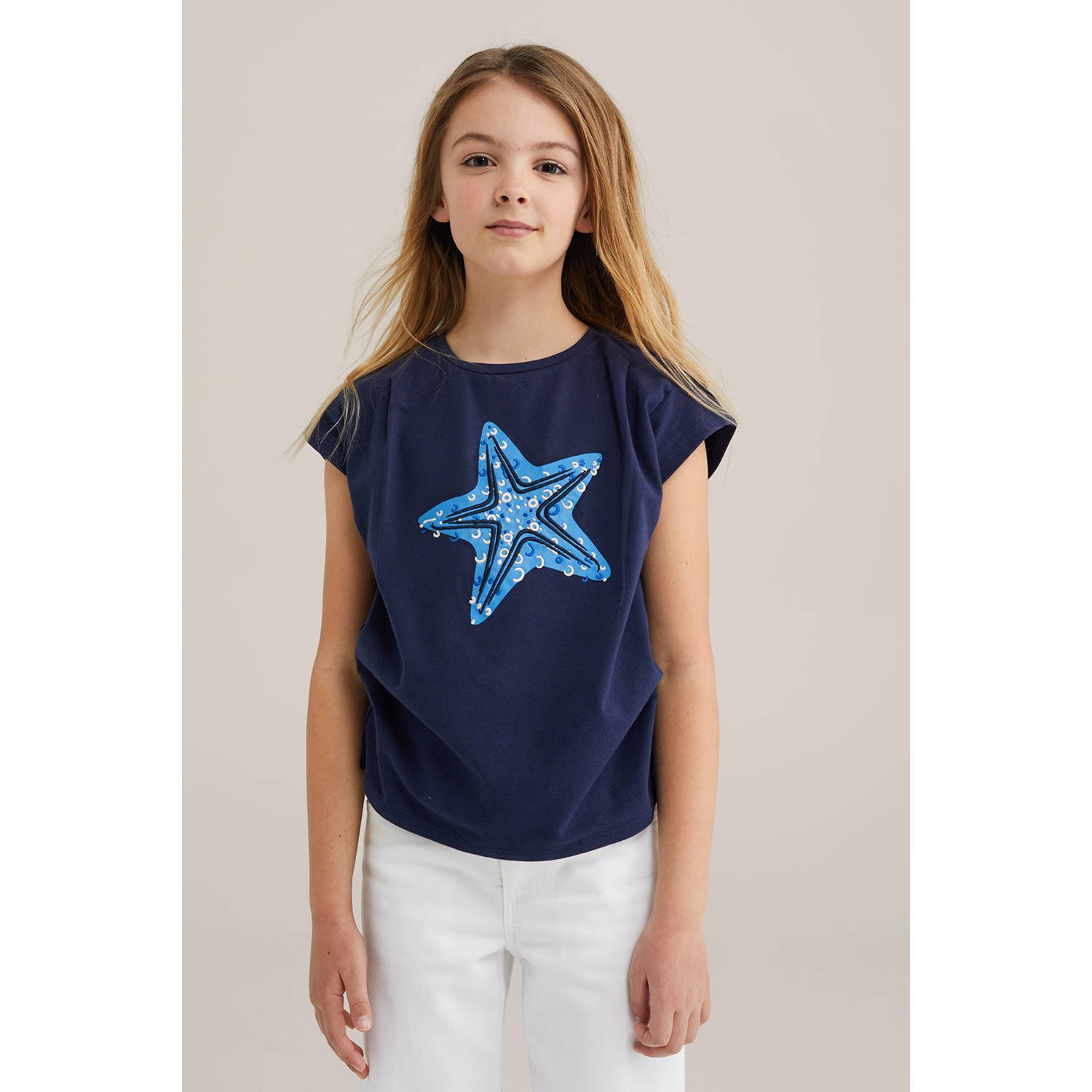 WE Fashion T-shirt donkerblauw