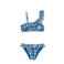 WE Fashion one shoulder bikini met ruches blauw/wit