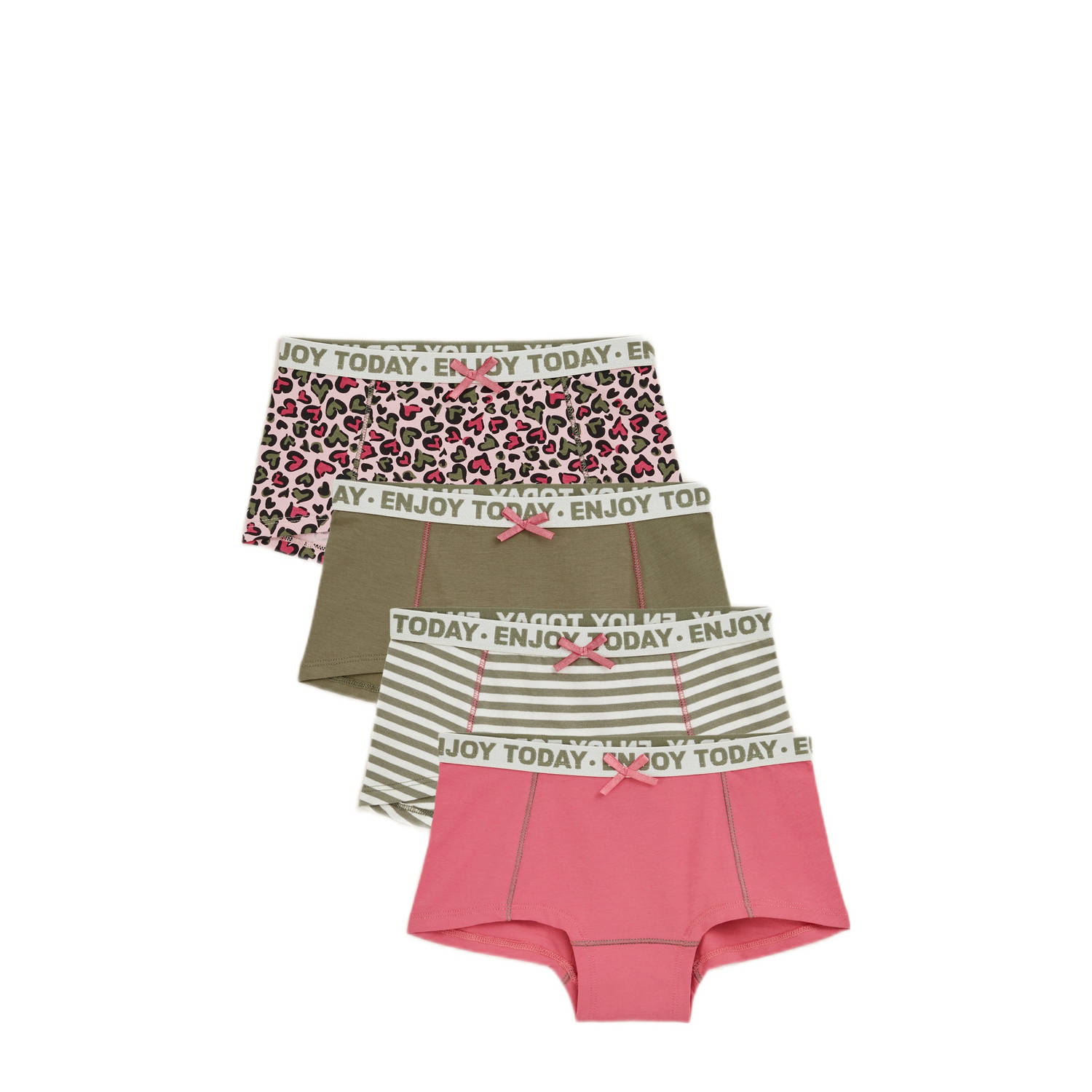 WE Fashion hipsters set van 4 groen roze